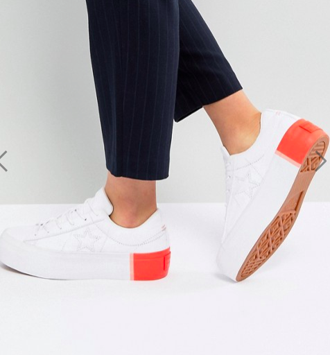 Converse One Star Platform Ox Sneakers With Color Block Heel