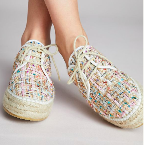 Anthropologie Lace-Up Tweed Espadrille Sneakers
