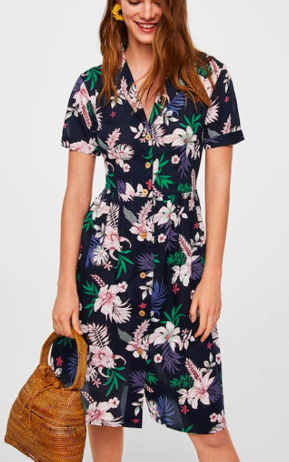 Mango Printed shirt dress