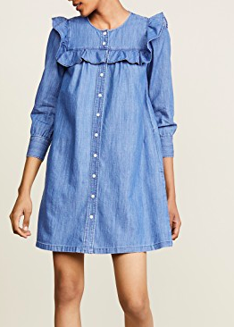 Madewell Ruffle Sleeve Denim Shirtdress  