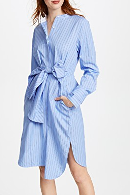 Edition10 Striped Stand Collared Shirtdress  