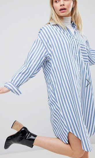 Monki Oversized Striped Shirt Dress