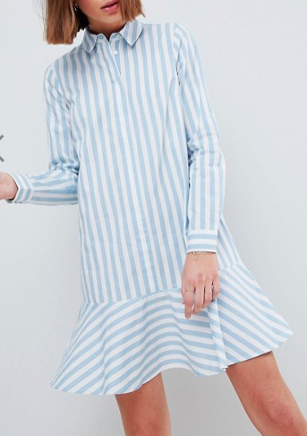 ASOS Cotton Shirt Dress with Pephem In Stripe