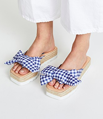 Jeffrey Campbell Gingham Bow Platform Slides  