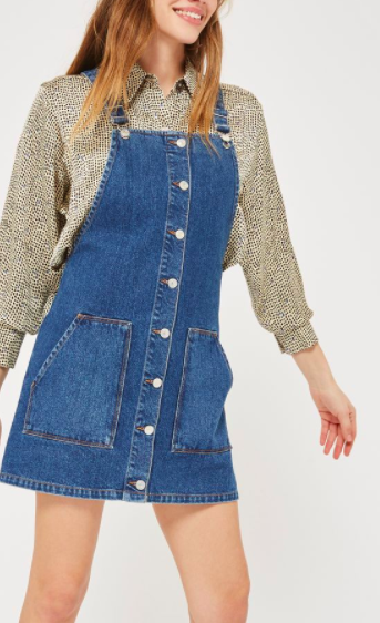 MOTO Button Through Pinafore Dress