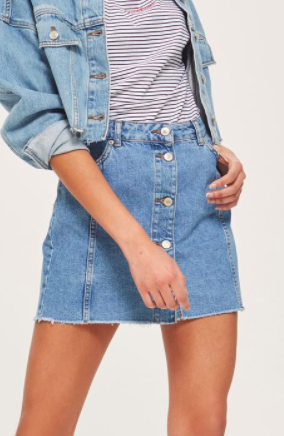 Topshop Button Through Denim Skirt