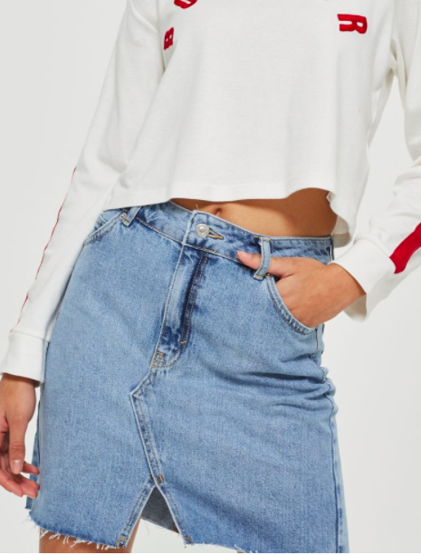 Topshop Mini Midi Denim Skirt