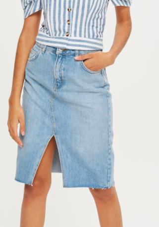 MOTO Denim Midi Skirt