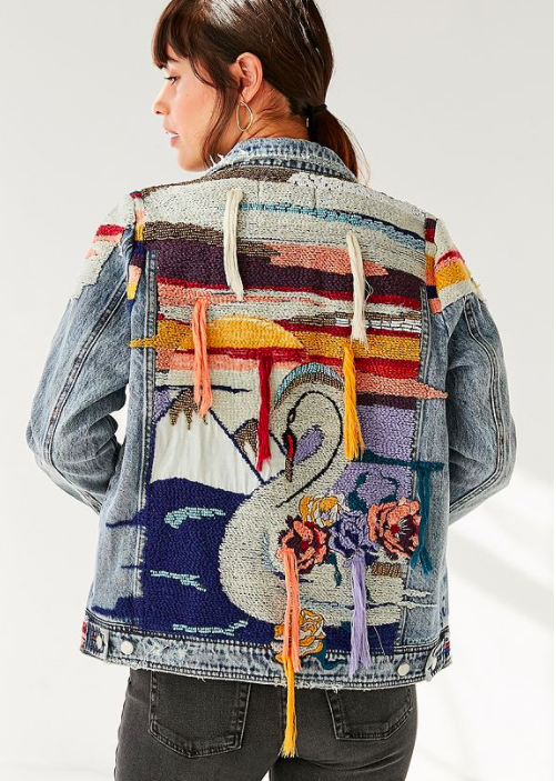 BLANKNYC Liquid Summer Embroidered Denim Trucker Jacket