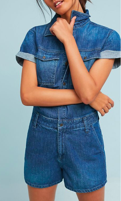 Reiko Catline Denim Romper