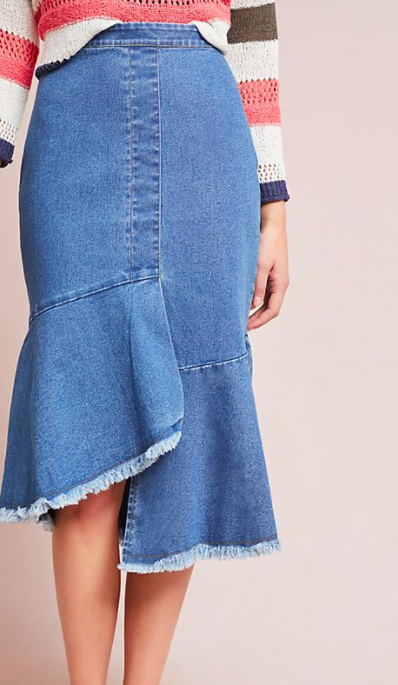 Yumi London Flounced Denim Pencil Skirt