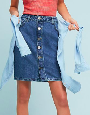 Just Female Denim Button-Front Skirt