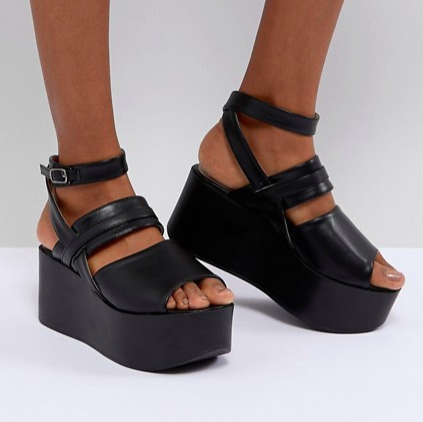 RAID Devona Black Flatform Chunky Sandals