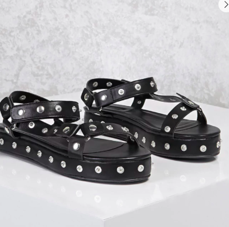black studded flatforms