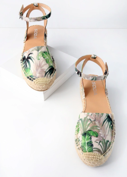 JANELLE GREEN MULTI PRINT FLATFORM ESPADRILLES