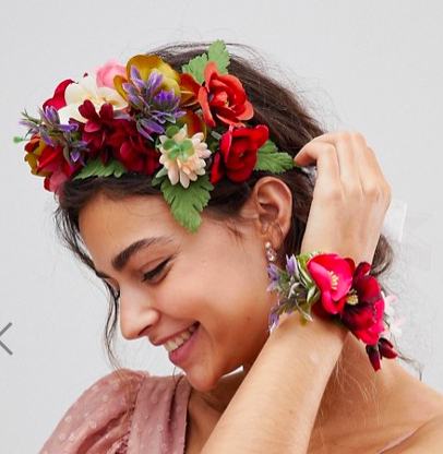 ASOS Bridesmaid Floral Garland Headband and Corsage Bracelet