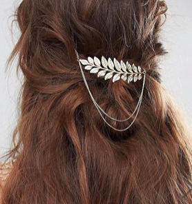 ASOS DESIGN leaf and chain back hair clip