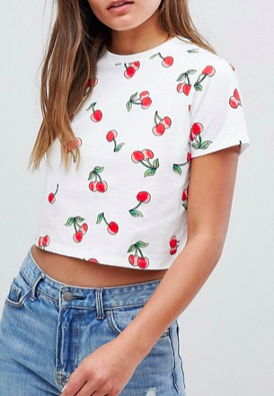 ASOS Crop T-Shirt in Cherry Print