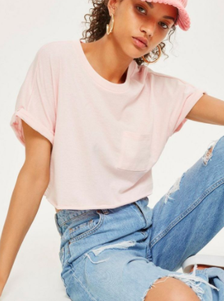 Topshop Cut Off Cropped T-Shirt