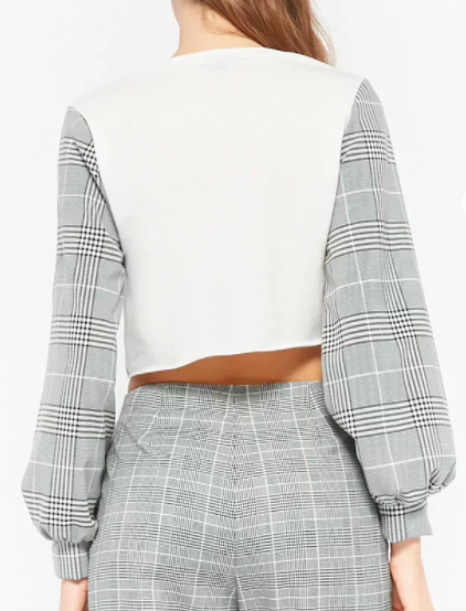 Forever 21 Plaid Sleeve Crop Top