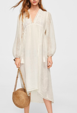 Mango Embroidery linen dress