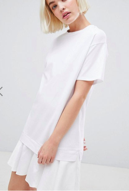 ASOS DESIGN t-shirt dress with woven frill hem