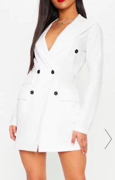 PLT WHITE POCKET DETAIL BLAZER DRESS