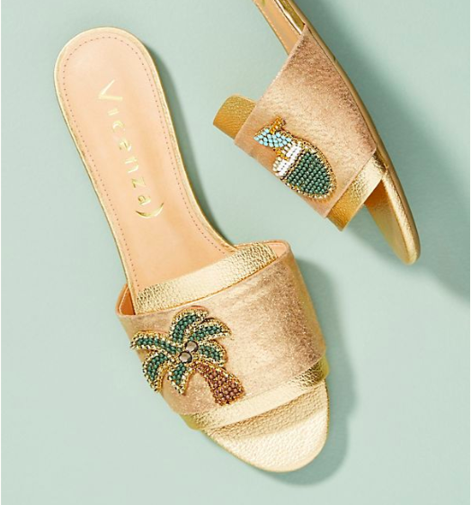 Vicenza Metallic Palm Slide Sandals