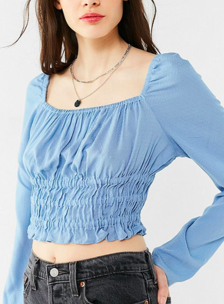 UO Bouquet Square-Neck Smocked Top