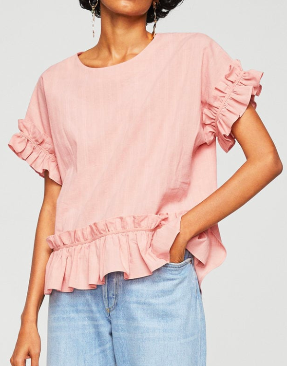 MANGO Textured ruffled blouse