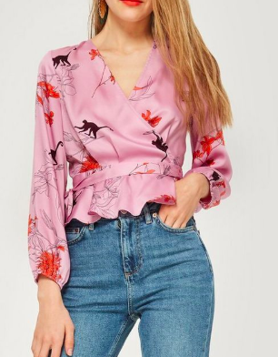 TOPSHOP PETITE Satin Wrap Blouse