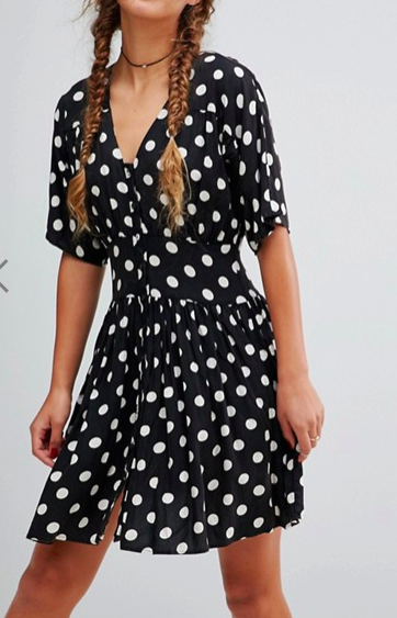 ASOS Casual Mini Tea Dress in Washed Spot