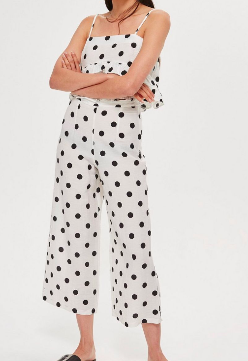 Topshop Polka Dot Cropped Trousers