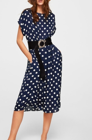 Mango Polka dot midi dress