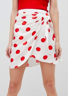 ASOS DESIGN wrap mini skirt in oversized polka dot print