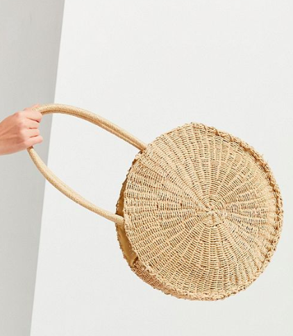 Large Circle Straw Shoulder Bag