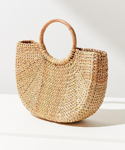 Half-Moon Straw Tote Bag