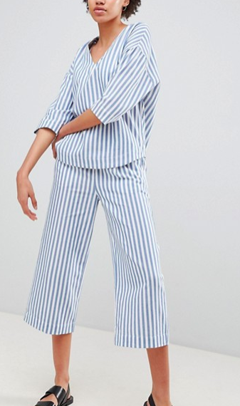 Moss Copenhagen Button Front Shirt & Pants In Summer Stripe Two-Piece