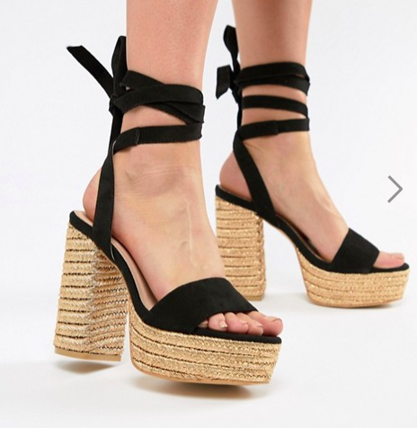 PrettyLittleThing Ankle Tie Espadrille Heeled Sandals