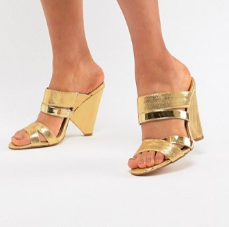 River Island mules with cone heel in gold