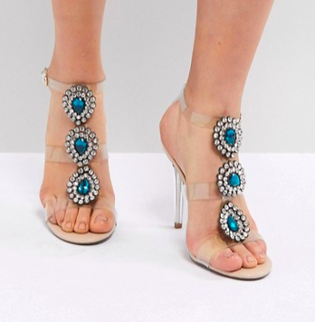 Blue By Betsy Johnson Sylvi Clear Embellished Heeled Wedding Sandals