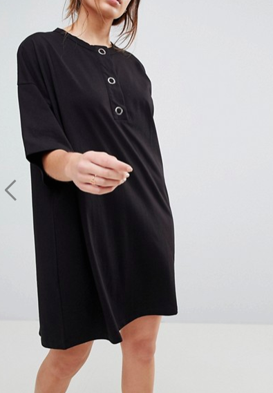 ASOS Super Oversized T-Shirt Dress with Popper Placket