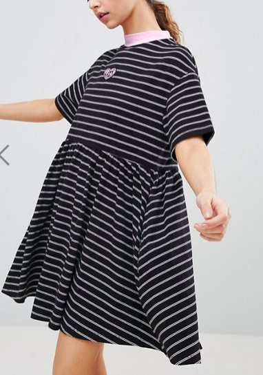 Lazy Oaf Oversized Smock Dress In Stripe