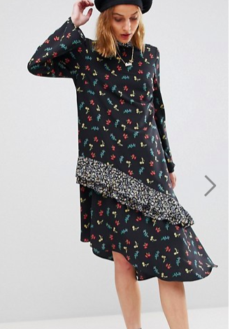 Reclaimed Vintage Mixed Print Midi Dress With Open Back