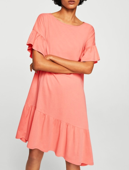 Mango Asymmetrical ruffle dress