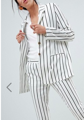 ASOS DESIGN tailored linen longline relaxed blazer in stripe