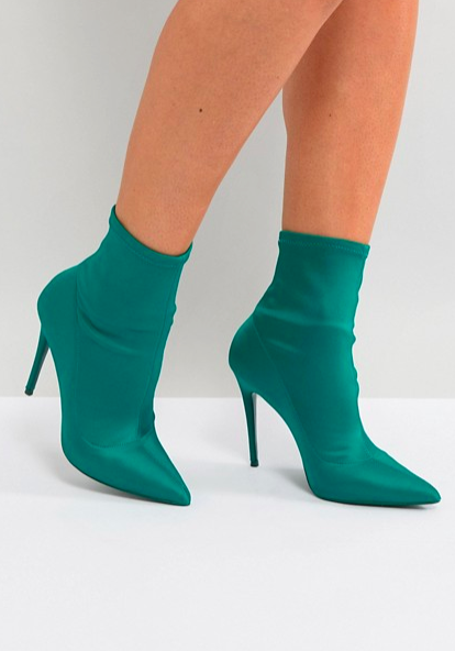 ALDO Cirelle Pull On Sock Boot in Emerald Green