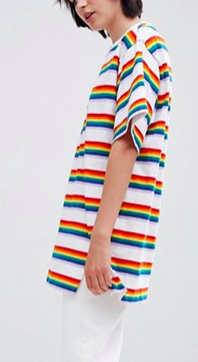 Monki Rainbow Stripe Oversized Tee