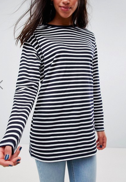  ASOS stripe t-shirt with long sleeve in oversize fit