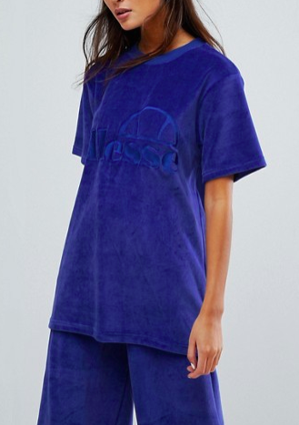 Ellesse Oversized T-Shirt Co-Ord In Velour